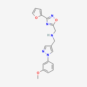molecular formula C18H17N5O3 B4107981 1-[3-(2-furyl)-1,2,4-oxadiazol-5-yl]-N-{[1-(3-methoxyphenyl)-1H-pyrazol-4-yl]methyl}methanamine 