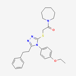 molecular formula C26H32N4O2S B4107986 1-({[4-(4-ethoxyphenyl)-5-(2-phenylethyl)-4H-1,2,4-triazol-3-yl]thio}acetyl)azepane 