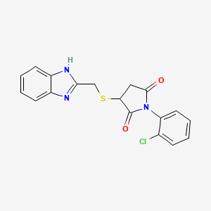 molecular formula C18H14ClN3O2S B4108013 3-[(1H-benzimidazol-2-ylmethyl)thio]-1-(2-chlorophenyl)-2,5-pyrrolidinedione 