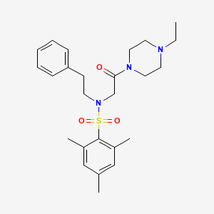 molecular formula C25H35N3O3S B4108029 N-[2-(4-ethyl-1-piperazinyl)-2-oxoethyl]-2,4,6-trimethyl-N-(2-phenylethyl)benzenesulfonamide 