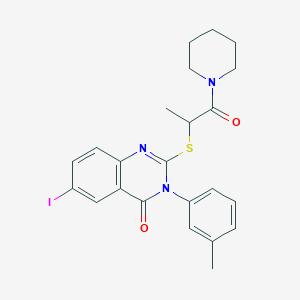 6-iodo-2-{[1-methyl-2-oxo-2-(1-piperidinyl)ethyl]thio}-3-(3-methylphenyl)-4(3H)-quinazolinone