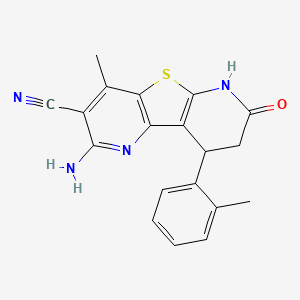 molecular formula C19H16N4OS B4108147 2-amino-4-methyl-9-(2-methylphenyl)-7-oxo-6,7,8,9-tetrahydropyrido[2',3':4,5]thieno[2,3-b]pyridine-3-carbonitrile 