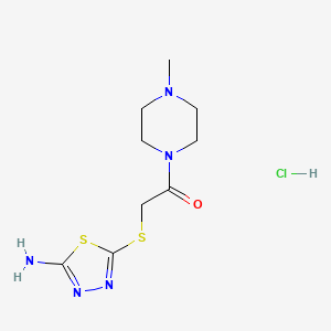 molecular formula C9H16ClN5OS2 B4108163 5-{[2-(4-methyl-1-piperazinyl)-2-oxoethyl]thio}-1,3,4-thiadiazol-2-amine hydrochloride 