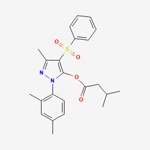 1-(2,4-dimethylphenyl)-3-methyl-4-(phenylsulfonyl)-1H-pyrazol-5-yl 3-methylbutanoate