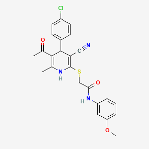 2-{[5-acetyl-4-(4-chlorophenyl)-3-cyano-6-methyl-1,4-dihydro-2-pyridinyl]thio}-N-(3-methoxyphenyl)acetamide