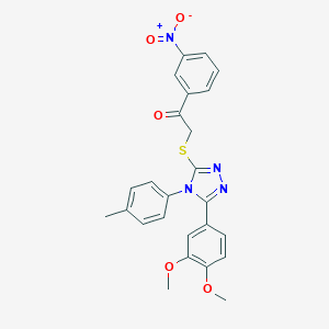 molecular formula C25H22N4O5S B410831 2-{[5-(3,4-dimethoxyphenyl)-4-(4-methylphenyl)-4H-1,2,4-triazol-3-yl]sulfanyl}-1-{3-nitrophenyl}ethanone 