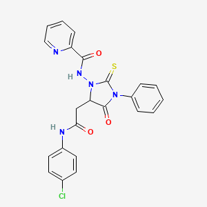 N-(5-{2-[(4-chlorophenyl)amino]-2-oxoethyl}-4-oxo-3-phenyl-2-thioxo-1-imidazolidinyl)-2-pyridinecarboxamide