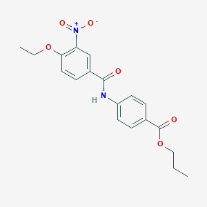molecular formula C19H20N2O6 B410833 Propyl 4-({4-ethoxy-3-nitrobenzoyl}amino)benzoate 
