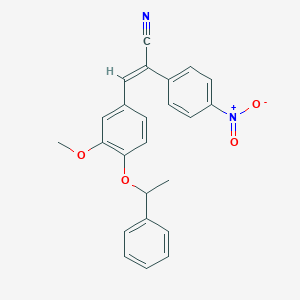 molecular formula C24H20N2O4 B410834 2-{4-Nitrophenyl}-3-[3-methoxy-4-(1-phenylethoxy)phenyl]acrylonitrile 