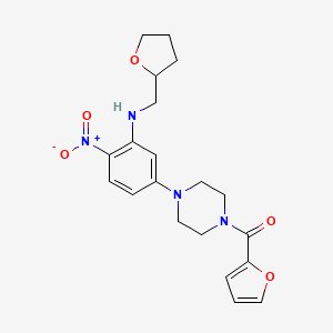 molecular formula C20H24N4O5 B4108377 5-[4-(2-furoyl)-1-piperazinyl]-2-nitro-N-(tetrahydro-2-furanylmethyl)aniline 