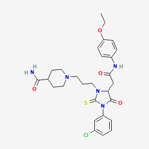 molecular formula C28H34ClN5O4S B4108412 1-[3-(3-(3-chlorophenyl)-5-{2-[(4-ethoxyphenyl)amino]-2-oxoethyl}-4-oxo-2-thioxo-1-imidazolidinyl)propyl]-4-piperidinecarboxamide 