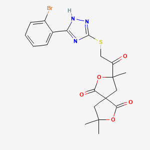 molecular formula C20H20BrN3O5S B4108416 3-({[5-(2-bromophenyl)-4H-1,2,4-triazol-3-yl]thio}acetyl)-3,8,8-trimethyl-2,7-dioxaspiro[4.4]nonane-1,6-dione 