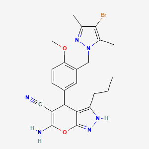 molecular formula C23H25BrN6O2 B4108428 6-amino-4-{3-[(4-bromo-3,5-dimethyl-1H-pyrazol-1-yl)methyl]-4-methoxyphenyl}-3-propyl-1,4-dihydropyrano[2,3-c]pyrazole-5-carbonitrile 