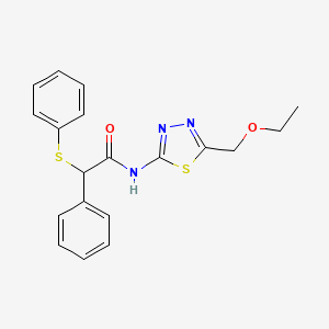 molecular formula C19H19N3O2S2 B4108453 N-[5-(ethoxymethyl)-1,3,4-thiadiazol-2-yl]-2-phenyl-2-(phenylthio)acetamide 