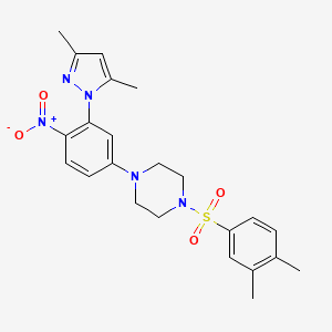molecular formula C23H27N5O4S B4108498 1-[(3,4-dimethylphenyl)sulfonyl]-4-[3-(3,5-dimethyl-1H-pyrazol-1-yl)-4-nitrophenyl]piperazine 