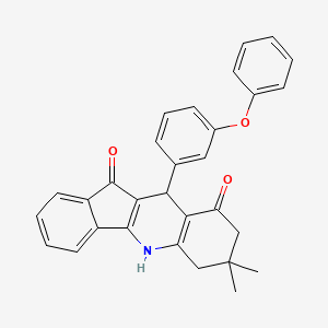 molecular formula C30H25NO3 B4108527 7,7-dimethyl-10-(3-phenoxyphenyl)-6,7,8,10-tetrahydro-5H-indeno[1,2-b]quinoline-9,11-dione 