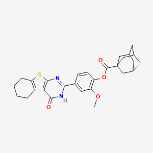 molecular formula C28H30N2O4S B4108535 2-methoxy-4-(4-oxo-3,4,5,6,7,8-hexahydro[1]benzothieno[2,3-d]pyrimidin-2-yl)phenyl 1-adamantanecarboxylate 