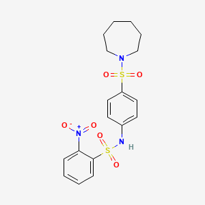 molecular formula C18H21N3O6S2 B4108557 N-[4-(1-azepanylsulfonyl)phenyl]-2-nitrobenzenesulfonamide 