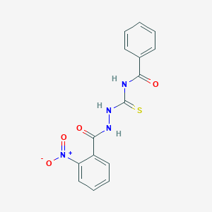 molecular formula C15H12N4O4S B410856 N-[N'-(2-Nitro-benzoyl)-hydrazinocarbothioyl]-benzamide 