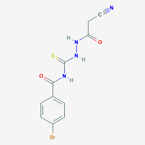 molecular formula C11H9BrN4O2S B410859 4-bromo-N-{[2-(cyanoacetyl)hydrazino]carbothioyl}benzamide 