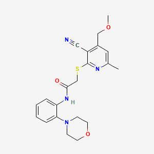 molecular formula C21H24N4O3S B4108597 2-{[3-cyano-4-(methoxymethyl)-6-methyl-2-pyridinyl]thio}-N-[2-(4-morpholinyl)phenyl]acetamide 