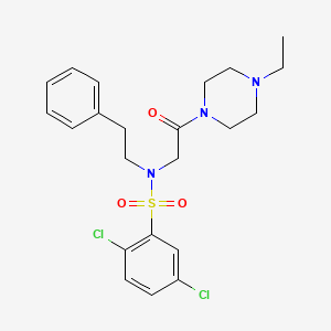 molecular formula C22H27Cl2N3O3S B4108612 2,5-dichloro-N-[2-(4-ethyl-1-piperazinyl)-2-oxoethyl]-N-(2-phenylethyl)benzenesulfonamide 