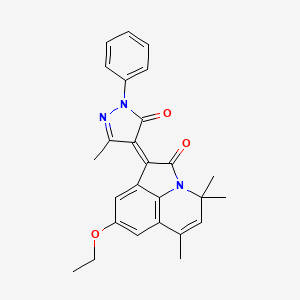 molecular formula C26H25N3O3 B4108635 8-ethoxy-4,4,6-trimethyl-1-(3-methyl-5-oxo-1-phenyl-1,5-dihydro-4H-pyrazol-4-ylidene)-4H-pyrrolo[3,2,1-ij]quinolin-2(1H)-one 