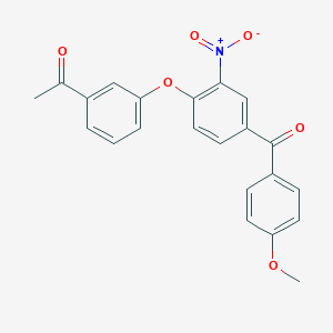 molecular formula C22H17NO6 B410864 1-{3-[2-Nitro-4-(4-methoxybenzoyl)phenoxy]phenyl}ethanone 