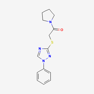molecular formula C14H16N4OS B4108691 3-{[2-oxo-2-(1-pyrrolidinyl)ethyl]thio}-1-phenyl-1H-1,2,4-triazole 