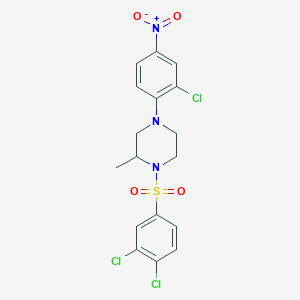 molecular formula C17H16Cl3N3O4S B4108697 4-(2-chloro-4-nitrophenyl)-1-[(3,4-dichlorophenyl)sulfonyl]-2-methylpiperazine 