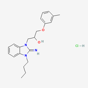 molecular formula C21H28ClN3O2 B4108722 1-(3-butyl-2-imino-2,3-dihydro-1H-benzimidazol-1-yl)-3-(3-methylphenoxy)-2-propanol hydrochloride 