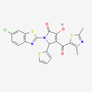 molecular formula C21H14ClN3O3S3 B4108725 1-(6-chloro-1,3-benzothiazol-2-yl)-4-[(2,4-dimethyl-1,3-thiazol-5-yl)carbonyl]-3-hydroxy-5-(2-thienyl)-1,5-dihydro-2H-pyrrol-2-one 