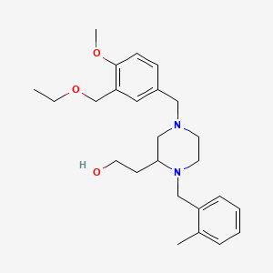 molecular formula C25H36N2O3 B4108735 2-[4-[3-(ethoxymethyl)-4-methoxybenzyl]-1-(2-methylbenzyl)-2-piperazinyl]ethanol 