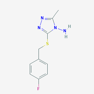 molecular formula C10H11FN4S B410878 3-[(4-fluorobenzyl)sulfanyl]-5-methyl-4H-1,2,4-triazol-4-amine 