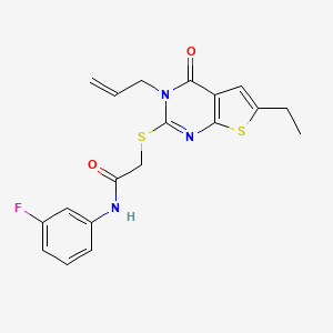 molecular formula C19H18FN3O2S2 B4108780 2-[(3-allyl-6-ethyl-4-oxo-3,4-dihydrothieno[2,3-d]pyrimidin-2-yl)thio]-N-(3-fluorophenyl)acetamide 