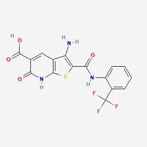 3-amino-6-oxo-2-({[2-(trifluoromethyl)phenyl]amino}carbonyl)-6,7-dihydrothieno[2,3-b]pyridine-5-carboxylic acid