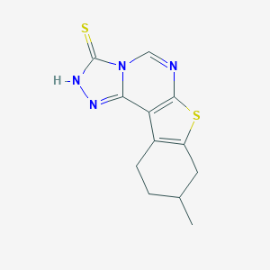 molecular formula C12H12N4S2 B410880 9-Methyl-8,9,10,11-tetrahydro[1]benzothieno[3,2-e][1,2,4]triazolo[4,3-c]pyrimidine-3-thiol 