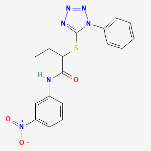 molecular formula C17H16N6O3S B4108844 N-(3-nitrophenyl)-2-[(1-phenyl-1H-tetrazol-5-yl)thio]butanamide 
