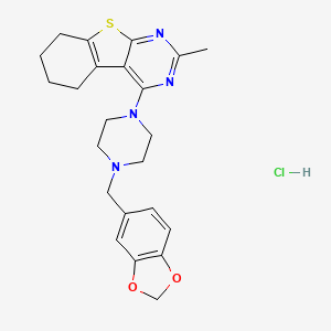 molecular formula C23H27ClN4O2S B4108858 4-[4-(1,3-benzodioxol-5-ylmethyl)-1-piperazinyl]-2-methyl-5,6,7,8-tetrahydro[1]benzothieno[2,3-d]pyrimidine hydrochloride 