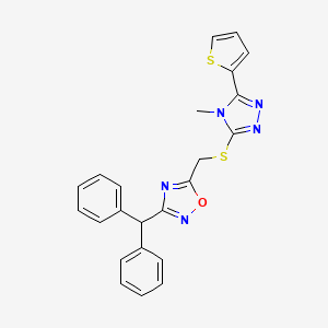 molecular formula C23H19N5OS2 B4108873 3-(diphenylmethyl)-5-({[4-methyl-5-(2-thienyl)-4H-1,2,4-triazol-3-yl]thio}methyl)-1,2,4-oxadiazole 