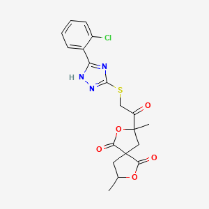 molecular formula C19H18ClN3O5S B4108884 3-({[5-(2-chlorophenyl)-4H-1,2,4-triazol-3-yl]thio}acetyl)-3,8-dimethyl-2,7-dioxaspiro[4.4]nonane-1,6-dione 