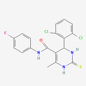 molecular formula C18H14Cl2FN3OS B4108893 4-(2,6-dichlorophenyl)-N-(4-fluorophenyl)-6-methyl-2-thioxo-1,2,3,4-tetrahydro-5-pyrimidinecarboxamide 