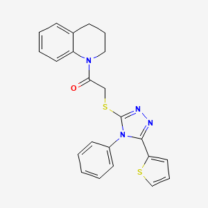 molecular formula C23H20N4OS2 B4108920 1-({[4-phenyl-5-(2-thienyl)-4H-1,2,4-triazol-3-yl]thio}acetyl)-1,2,3,4-tetrahydroquinoline 