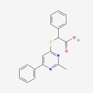 molecular formula C19H16N2O2S B4108931 [(2-methyl-6-phenyl-4-pyrimidinyl)thio](phenyl)acetic acid 