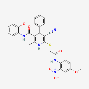 molecular formula C30H27N5O6S B4108936 5-cyano-6-({2-[(4-methoxy-2-nitrophenyl)amino]-2-oxoethyl}thio)-N-(2-methoxyphenyl)-2-methyl-4-phenyl-1,4-dihydro-3-pyridinecarboxamide 