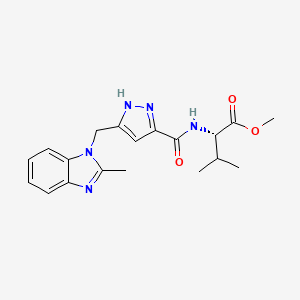 molecular formula C19H23N5O3 B4108945 methyl N-({5-[(2-methyl-1H-benzimidazol-1-yl)methyl]-1H-pyrazol-3-yl}carbonyl)-L-valinate 