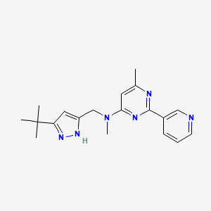 molecular formula C19H24N6 B4108975 N-[(3-tert-butyl-1H-pyrazol-5-yl)methyl]-N,6-dimethyl-2-pyridin-3-ylpyrimidin-4-amine 