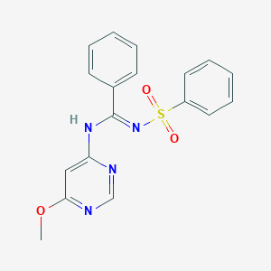 molecular formula C18H16N4O3S B4109049 N-(6-methoxy-4-pyrimidinyl)-N'-(phenylsulfonyl)benzenecarboximidamide 