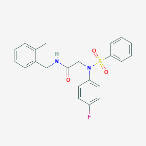molecular formula C22H21FN2O3S B410907 2-[4-fluoro(phenylsulfonyl)anilino]-N-(2-methylbenzyl)acetamide 