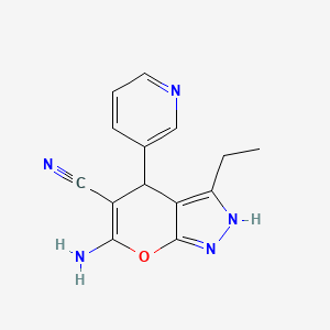 6-amino-3-ethyl-4-(3-pyridinyl)-1,4-dihydropyrano[2,3-c]pyrazole-5-carbonitrile